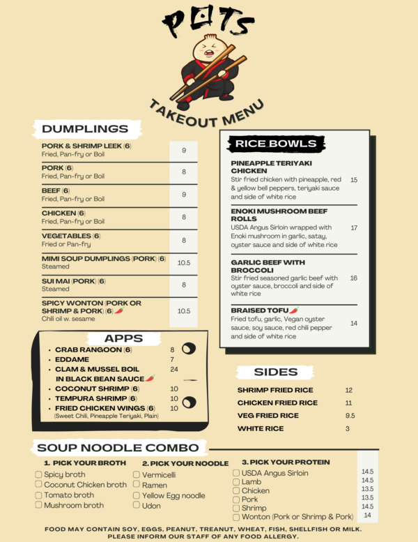TAKEOUT – POTS